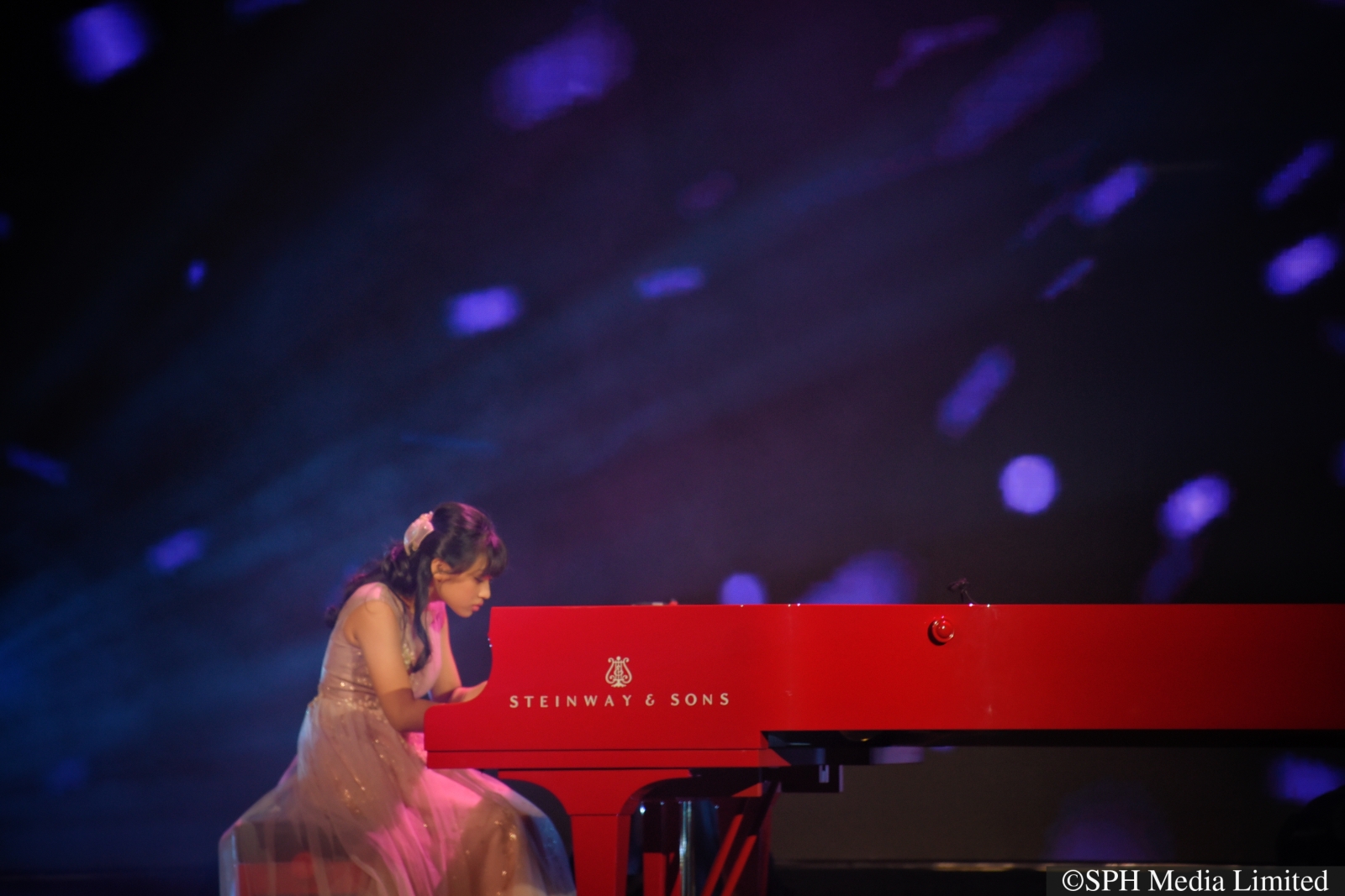 Jessie Meng, 14, performs Toccata, Op. 11 at ChildAid 2021 held at Resorts World Sentosa on 9 December, 2021. BT PHOTO: Mark Cheong